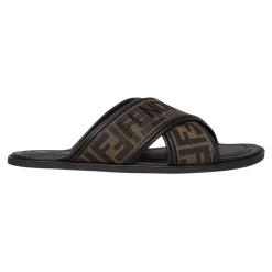 Black Crisscross Sandals with FF Motif