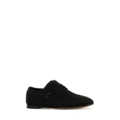 Black Crochet Lace-Up Sneakers