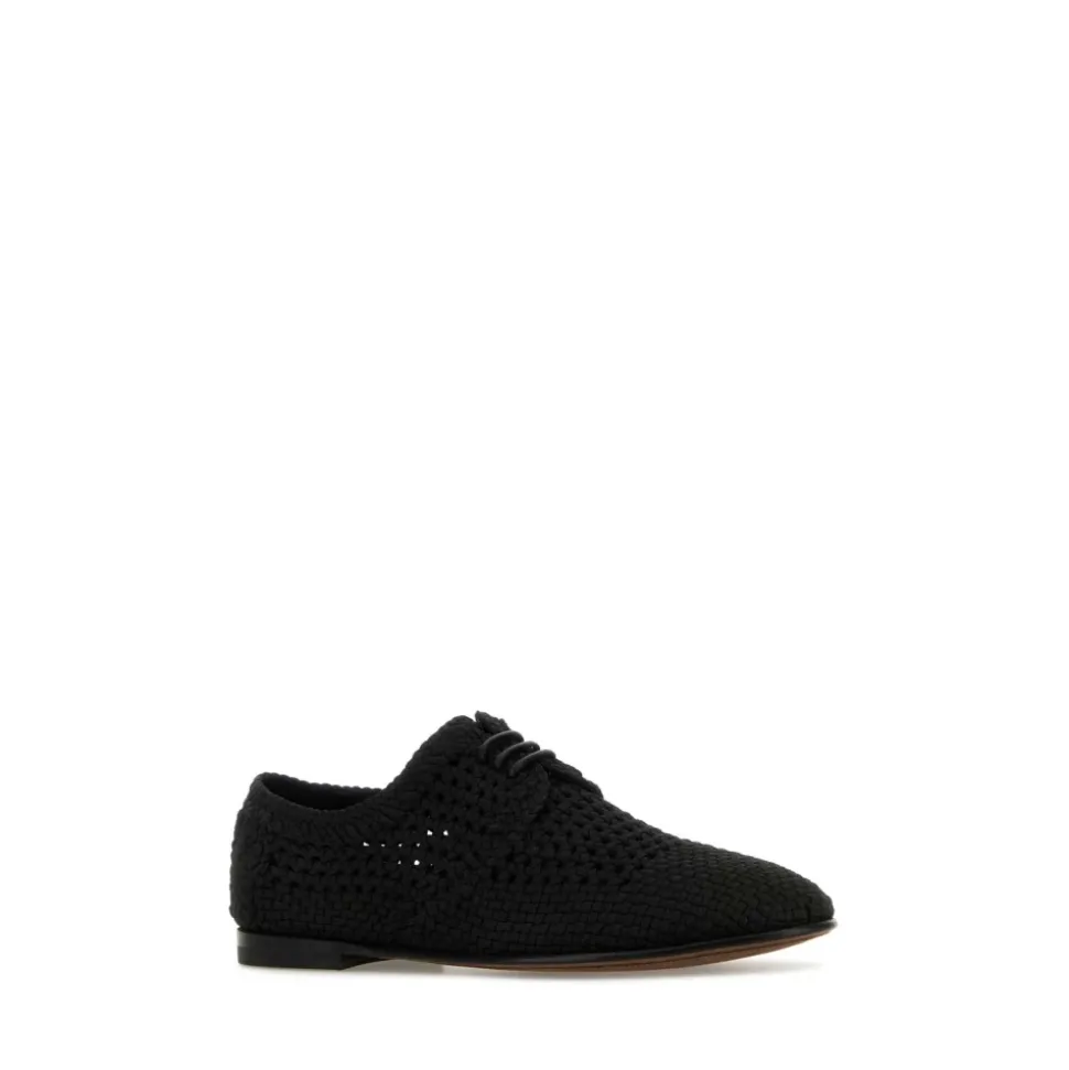 Black Crochet Lace-Up Sneakers