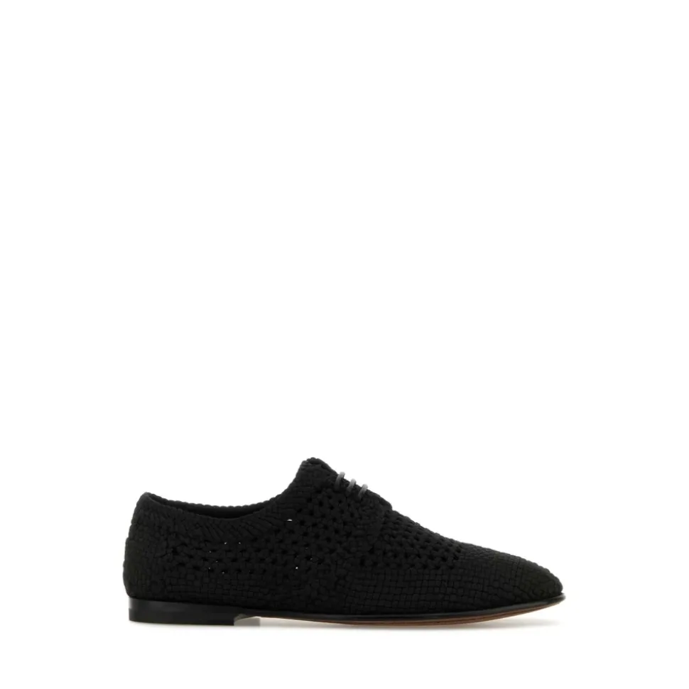 Black Crochet Lace-Up Sneakers