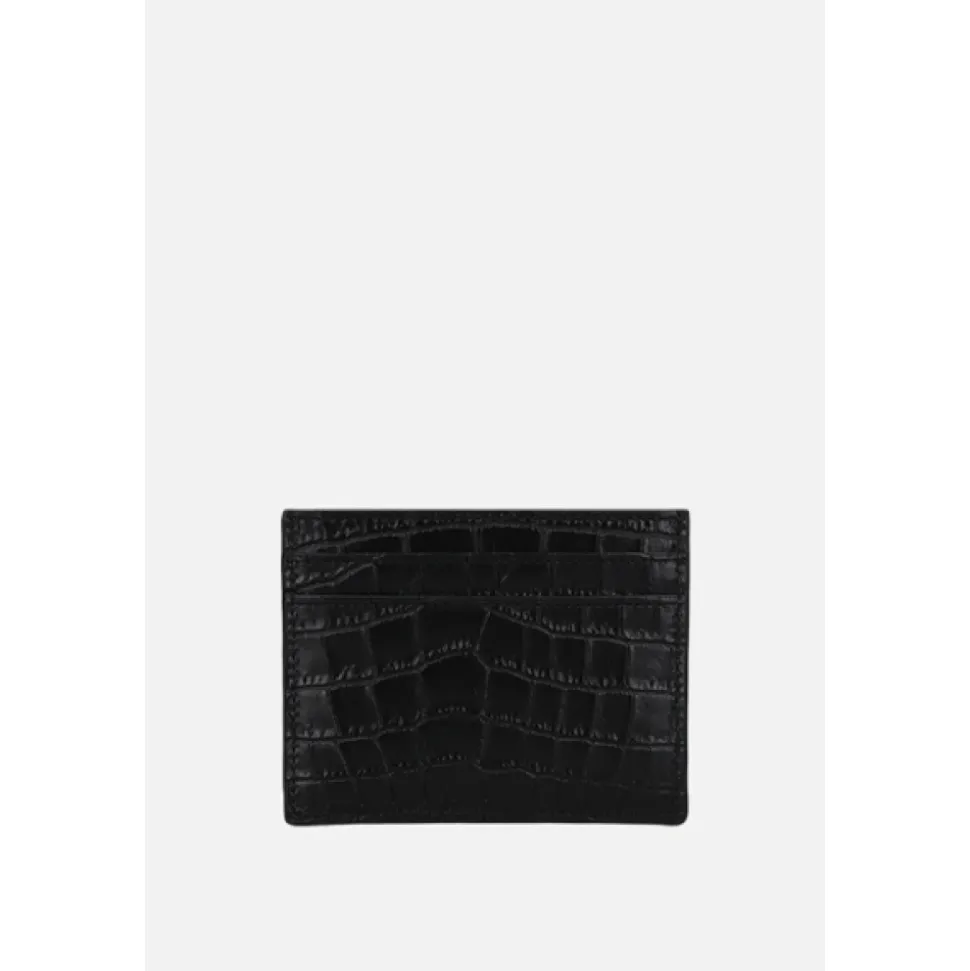 Black Crocodile Print Credit Card Wallet