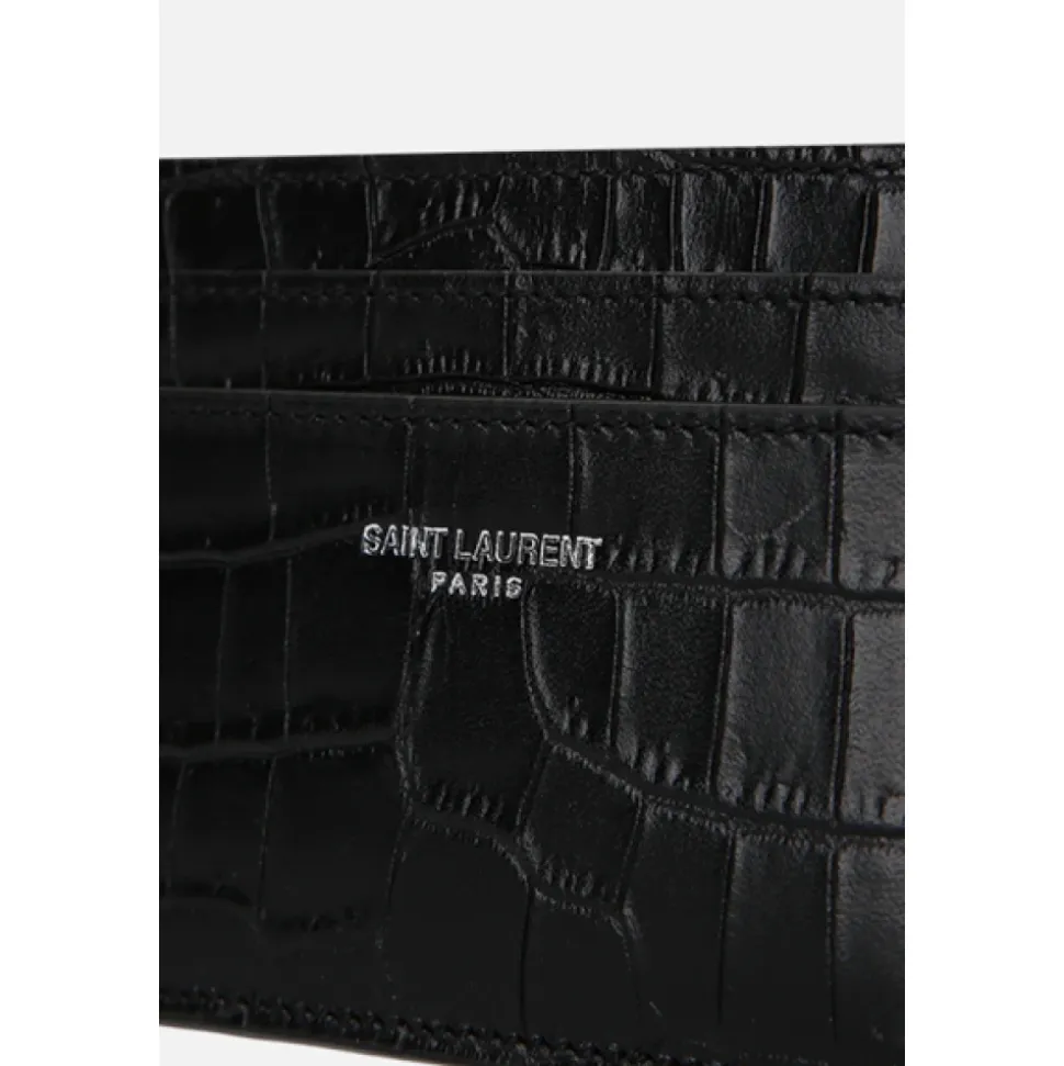 Black Crocodile Print Credit Card Wallet