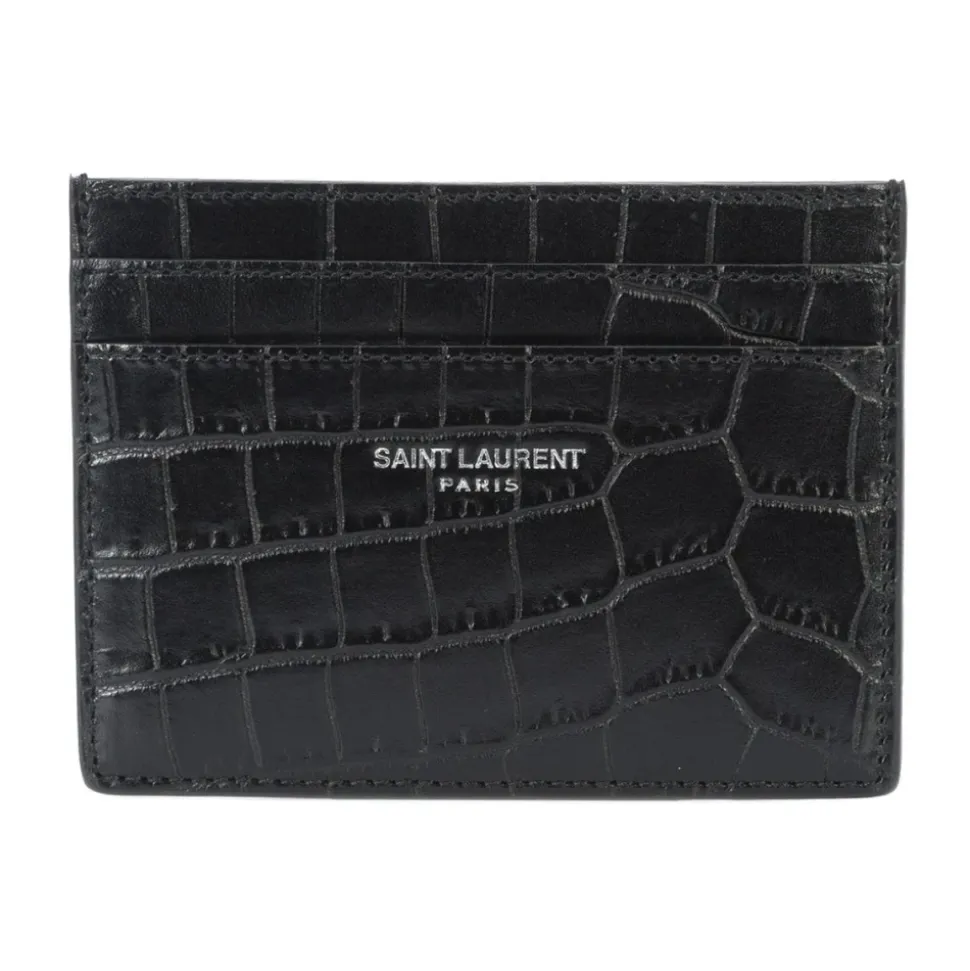 Black Crocodile Print Credit Card Wallet