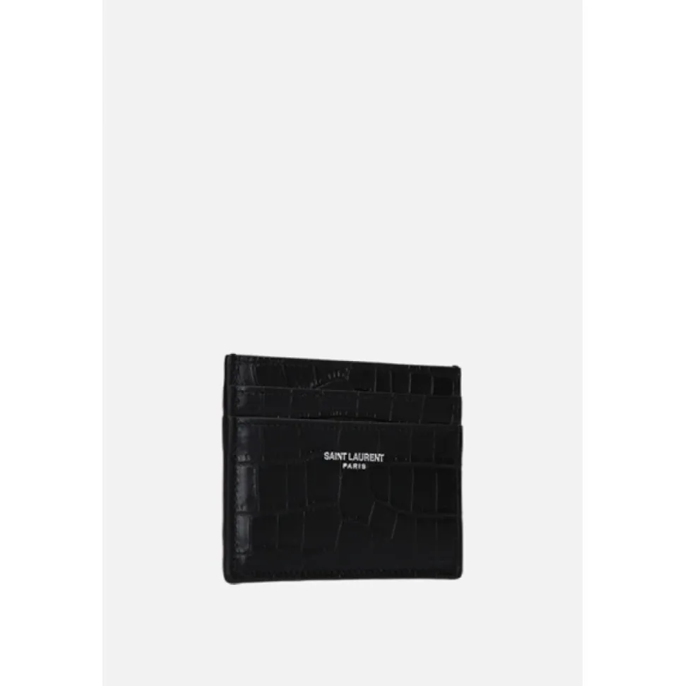Black Crocodile Print Credit Card Wallet