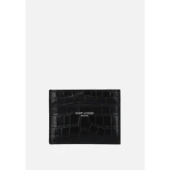 Black Crocodile Print Credit Card Wallet