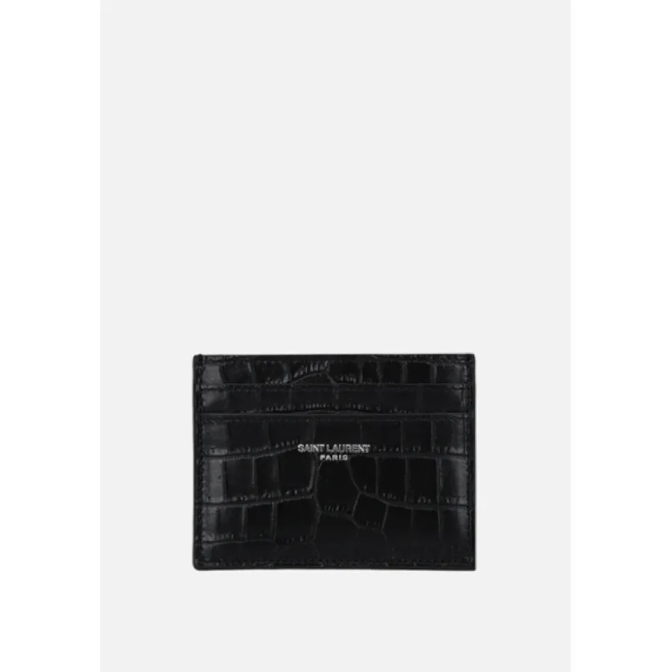 Black Crocodile Print Credit Card Wallet