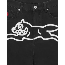 Black Dog Graphic Denim Shorts