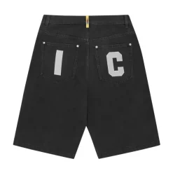 Black Dog Graphic Denim Shorts