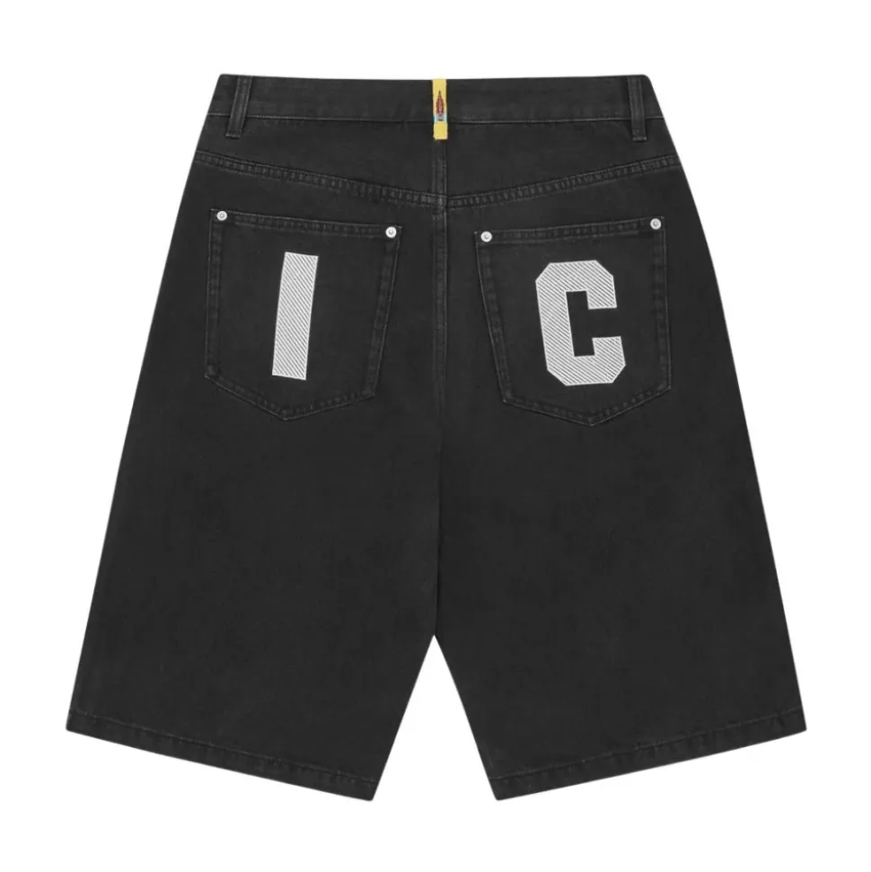 Black Dog Graphic Denim Shorts