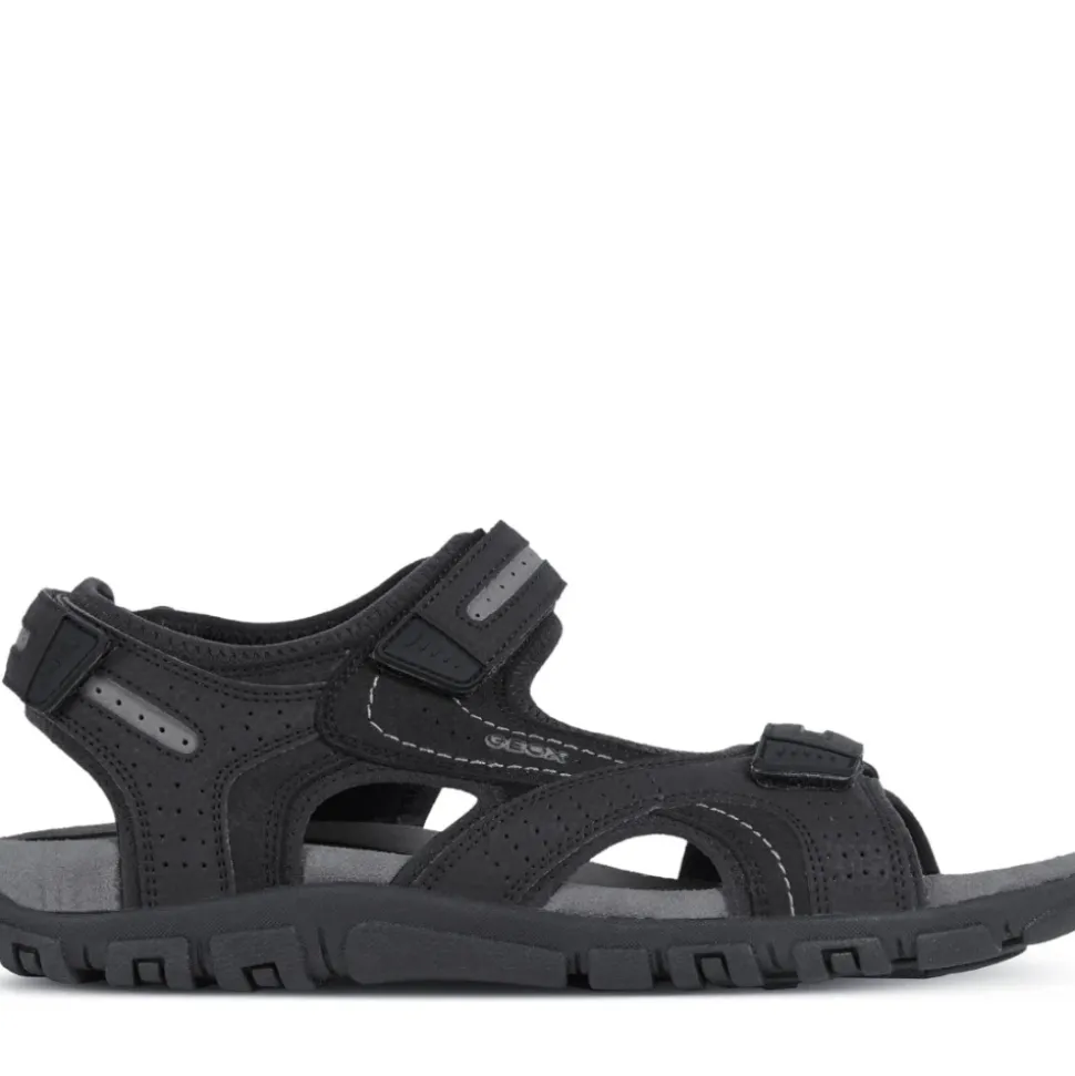 Black Flat Sandals for Men