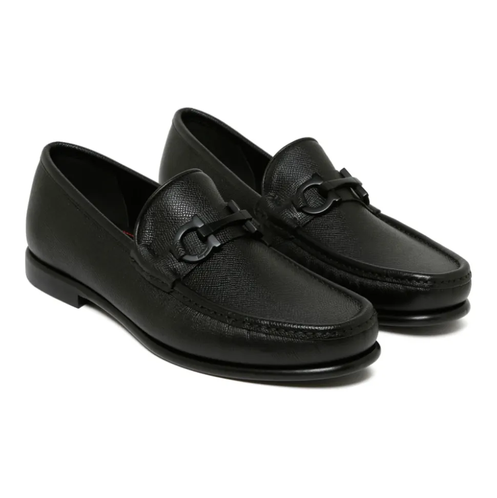 Black Gancini Ornament Loafers