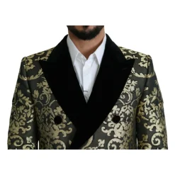 Black Gold Jacquard Long Coat Sicilia
