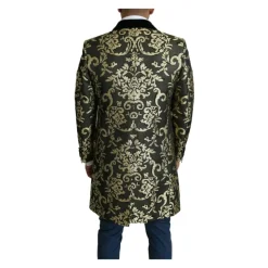Black Gold Jacquard Long Coat Sicilia