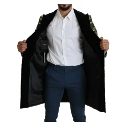 Black Gold Jacquard Long Coat Sicilia