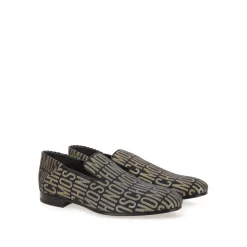 Black Gold Logo Lurex Loafers