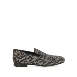 Black Gold Logo Lurex Loafers