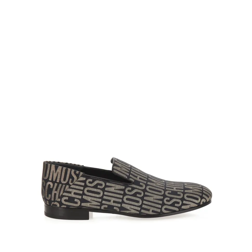 Black Gold Logo Lurex Loafers