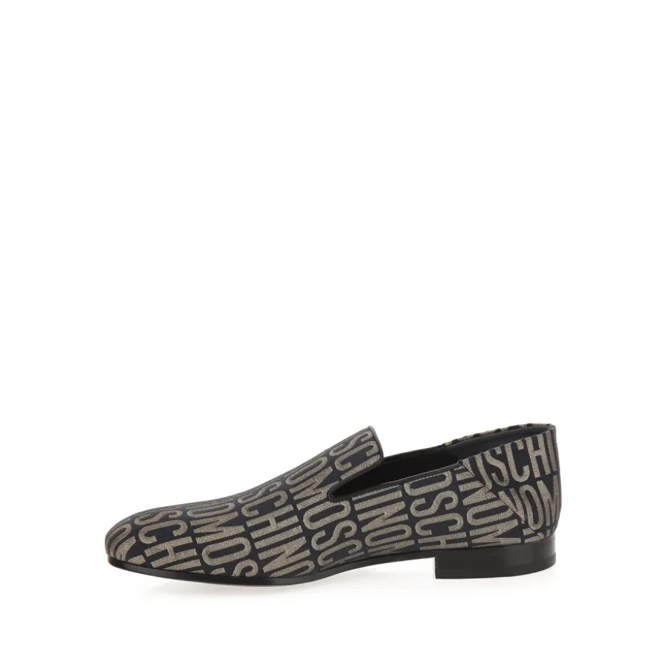 Black Gold Logo Lurex Loafers