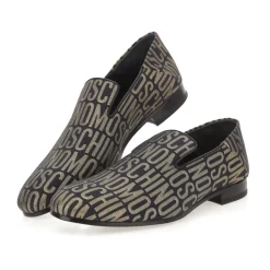 Black Gold Logo Lurex Loafers