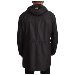 Black Hooded Mens Trench Coat Jacket
