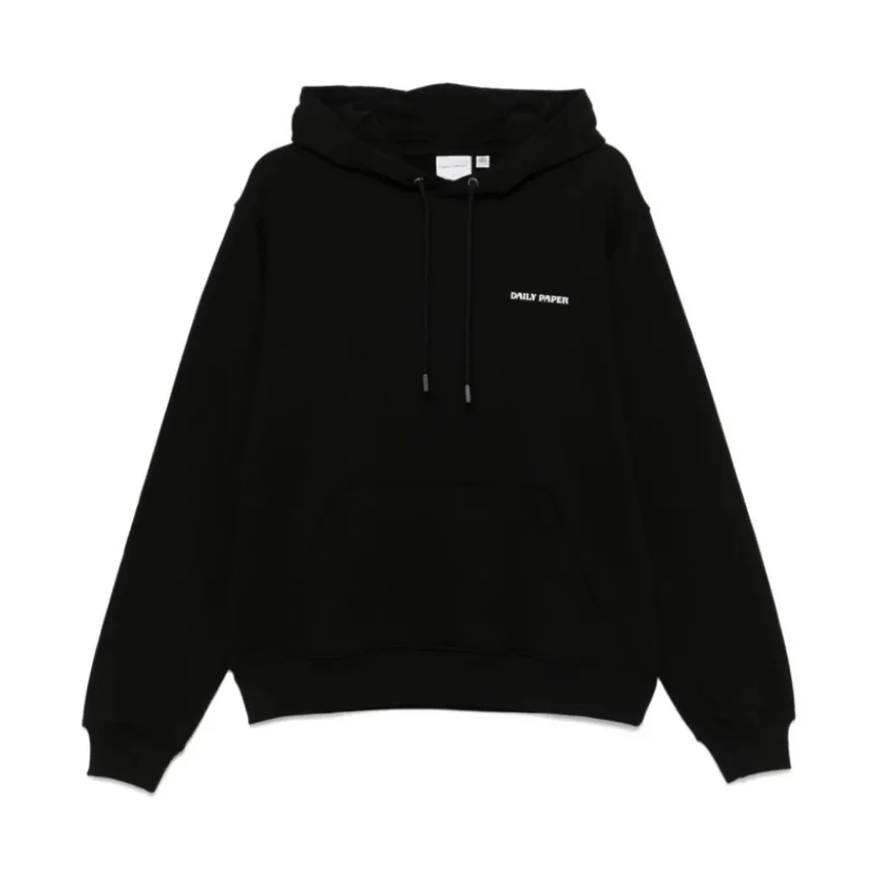 Black Hooded Sweatshirt with Logo Detail