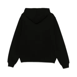 Black Hooded Sweatshirt with Logo Detail