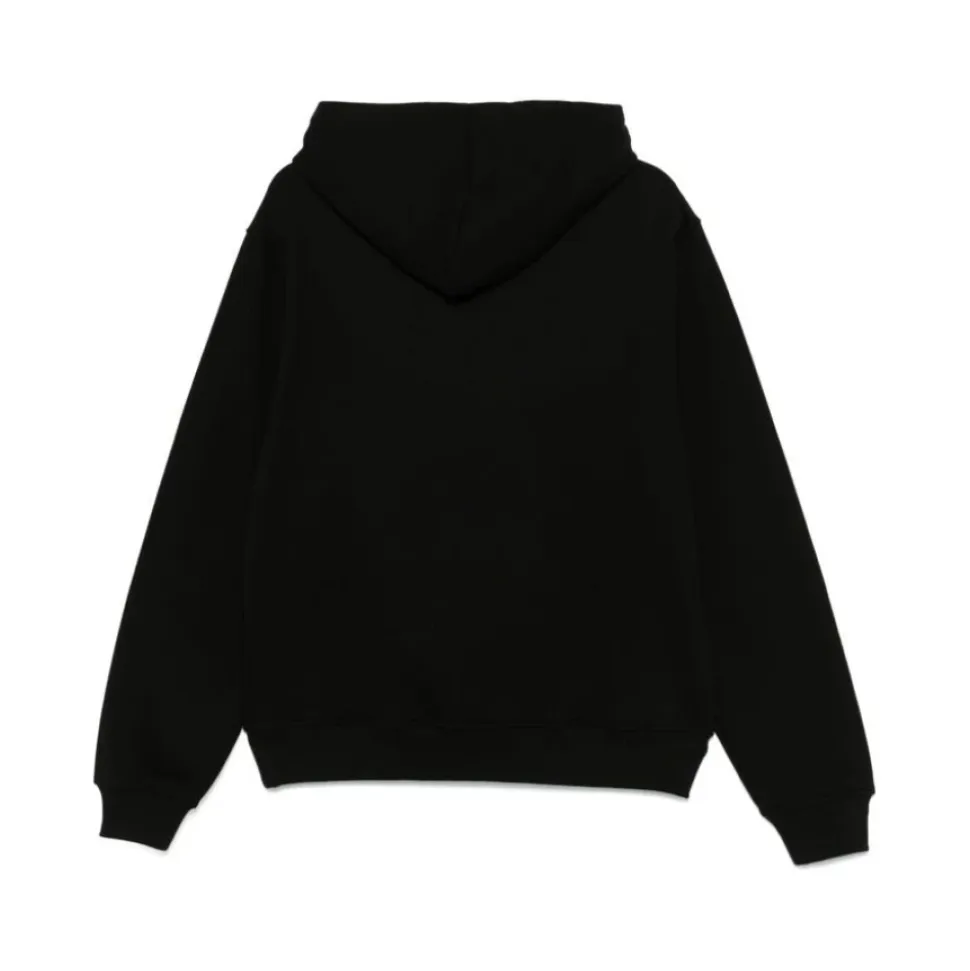 Black Hooded Sweatshirt with Logo Detail