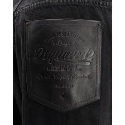 Black Jeans with Logoed Buttons