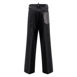 Black Jeans with Logoed Buttons