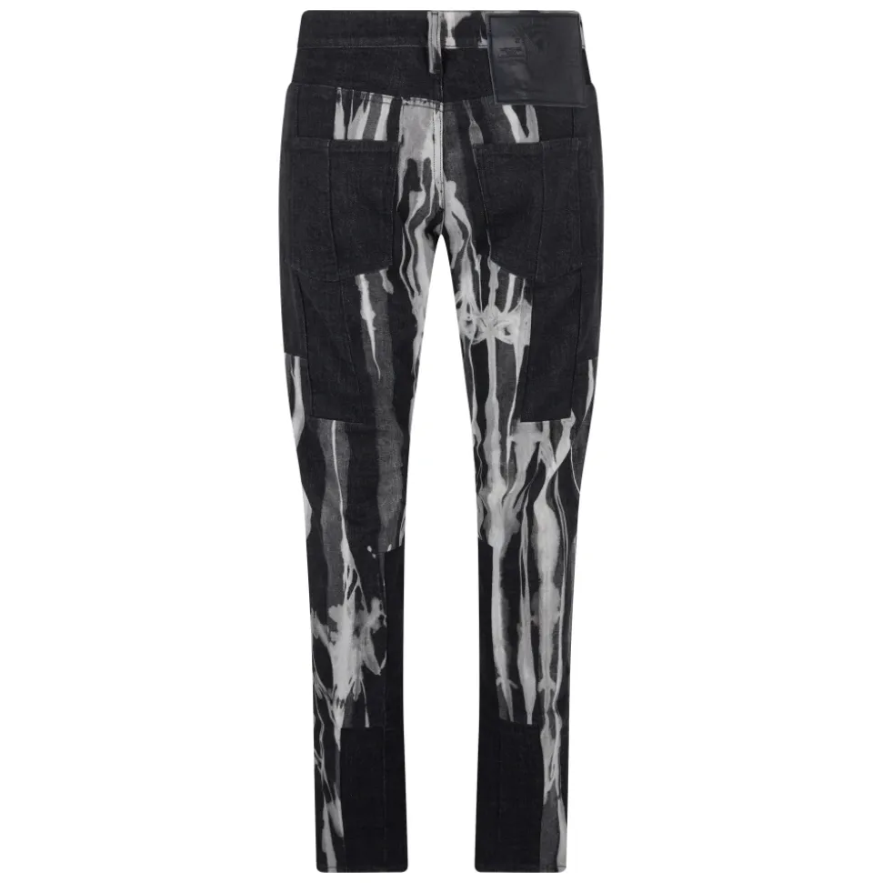 Black jeans with white pattern