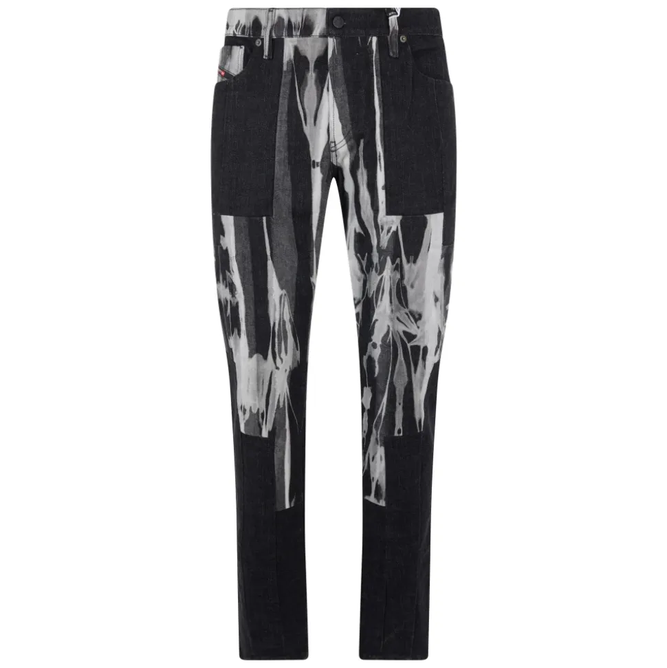 Black jeans with white pattern