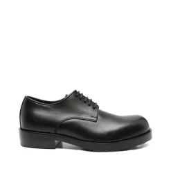 Black Lace-Up Low Heel Shoes