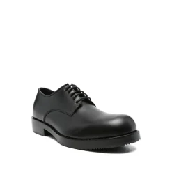 Black Lace-Up Low Heel Shoes