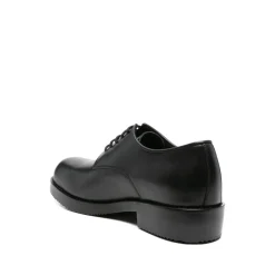 Black Lace-Up Low Heel Shoes