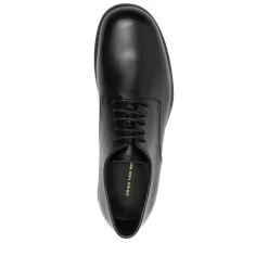 Black Lace-Up Low Heel Shoes