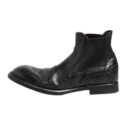 Black Leather Ankle Boots Slip On