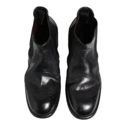 Black Leather Ankle Boots Slip On
