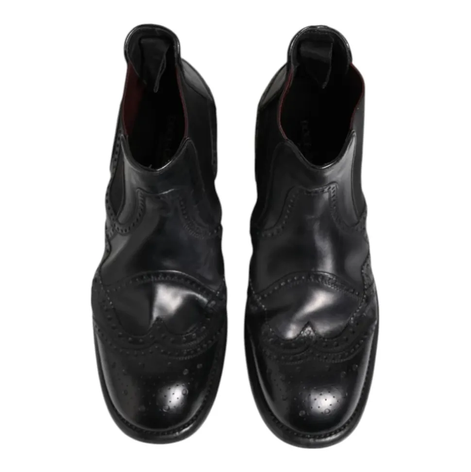 Black Leather Ankle Boots Slip On