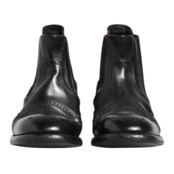 Black Leather Ankle Boots Slip On