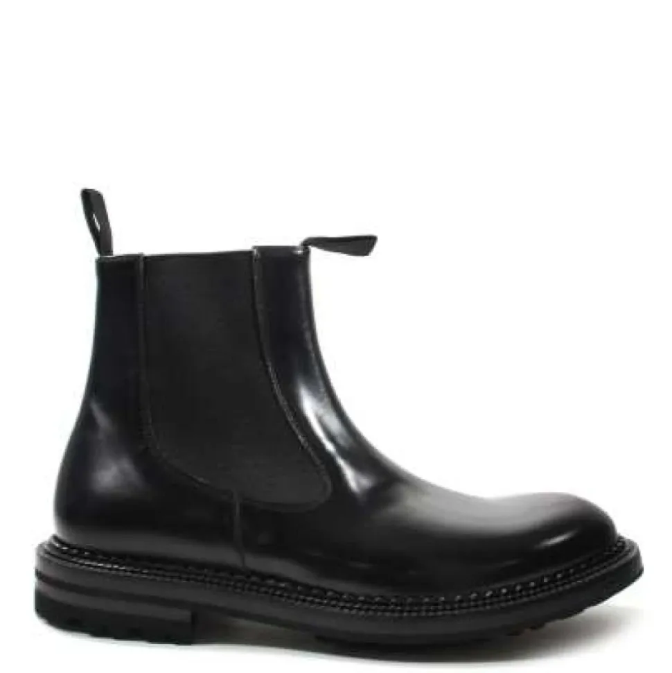 Black Leather Beatles Sneakers Made in Italy