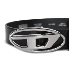 Black Leather Belt with Metal Buckle