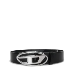 Black Leather Belt with Metal Buckle