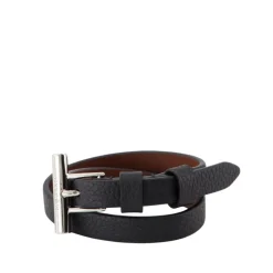 Black Leather Cross-Bar Bracelet