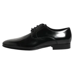 Black Leather Derby Men Dress Shoes