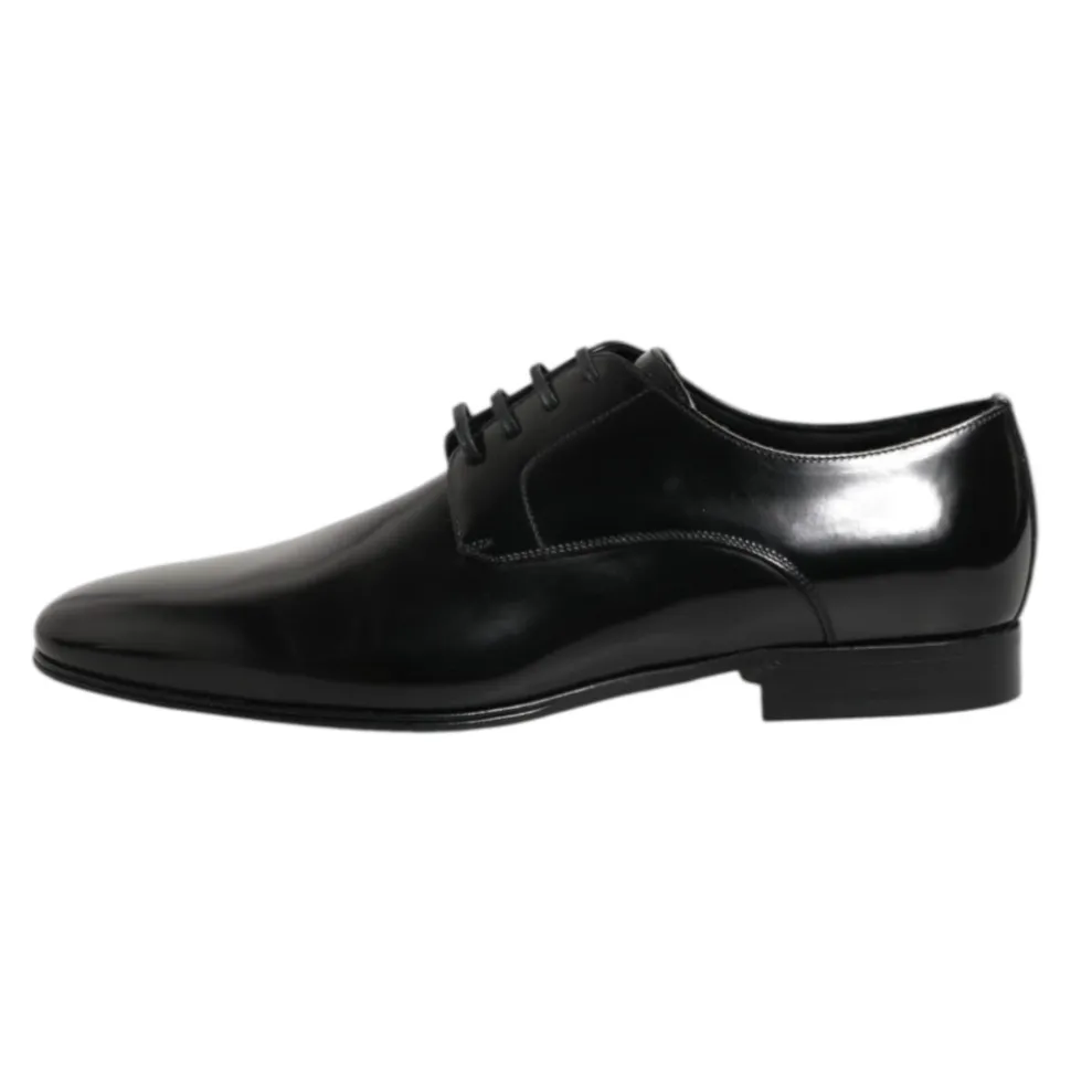 Black Leather Derby Men Dress Shoes