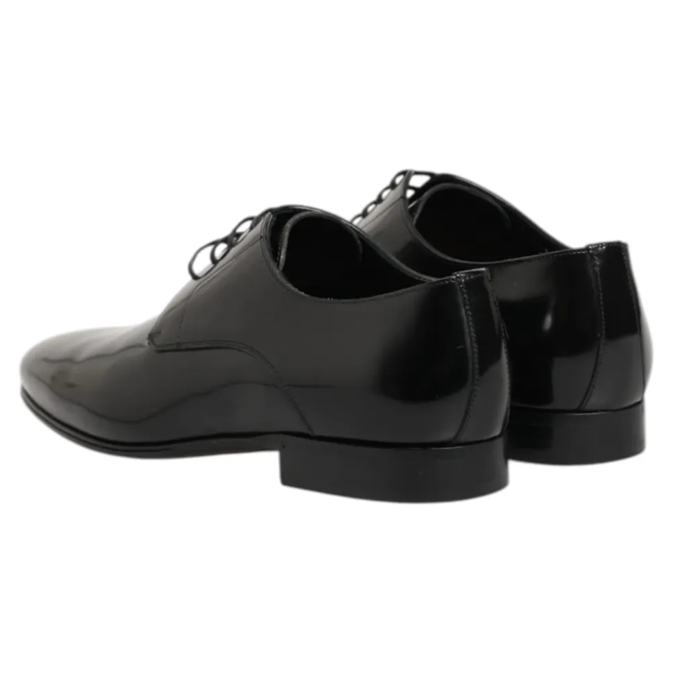 Black Leather Derby Men Dress Shoes