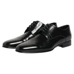 Black Leather Derby Men Dress Shoes