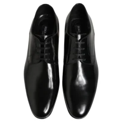 Black Leather Derby Men Dress Shoes