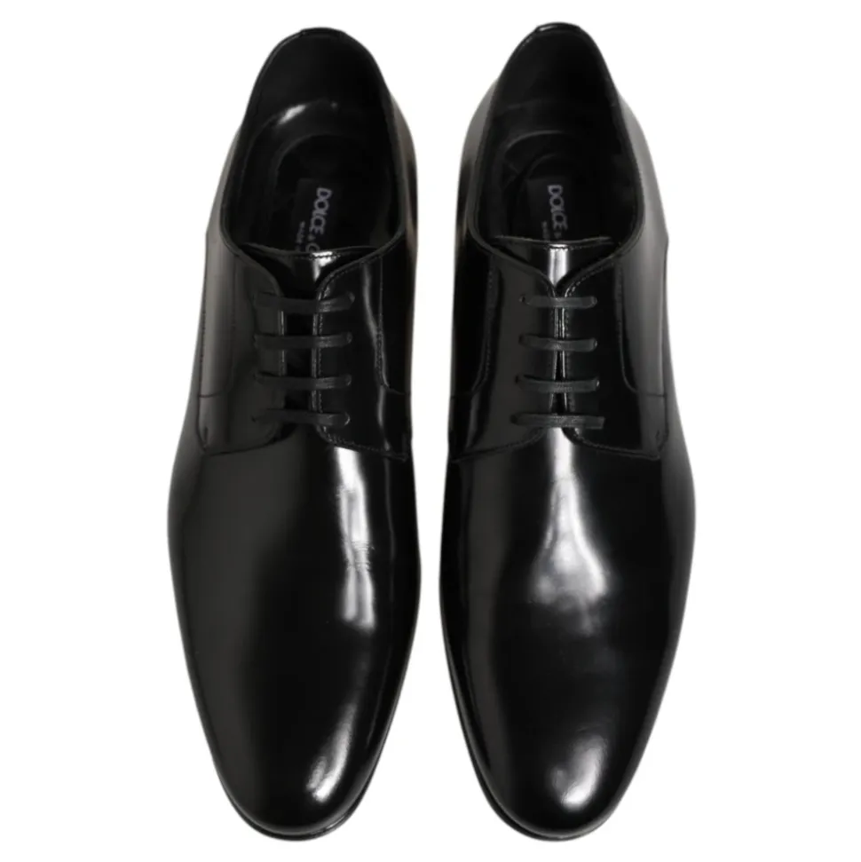 Black Leather Derby Men Dress Shoes