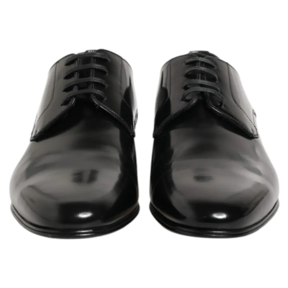 Black Leather Derby Men Dress Shoes